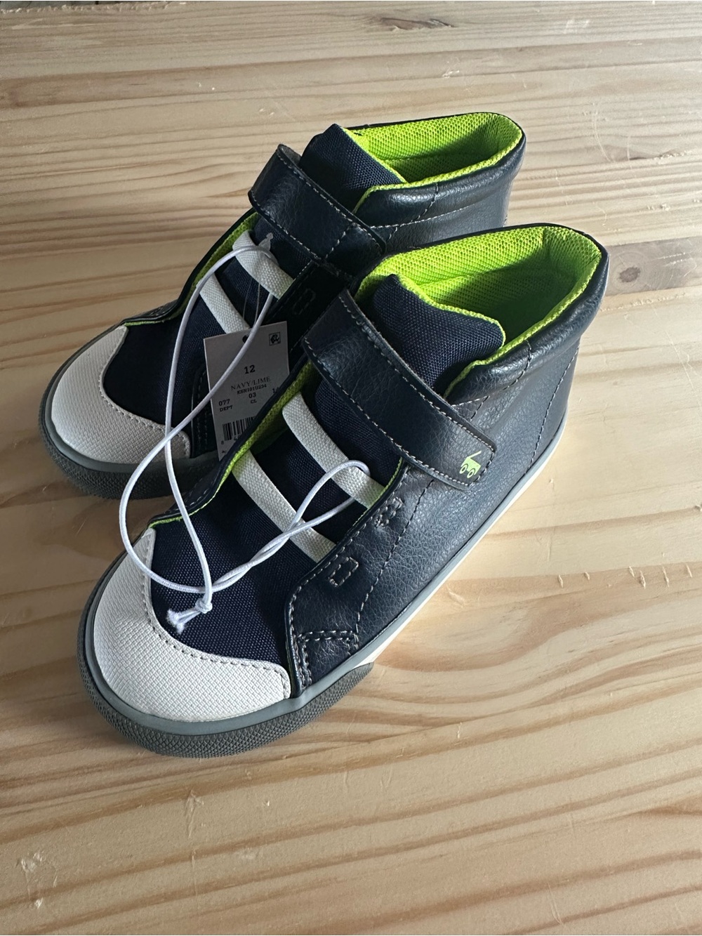 See Kai Run Navy and Lime Kids High-Top Sneakers